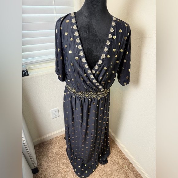 Cabana Life  UPF 50+black metallic gold embroidered maxi dress‎ Size M - Picture 2 of 7